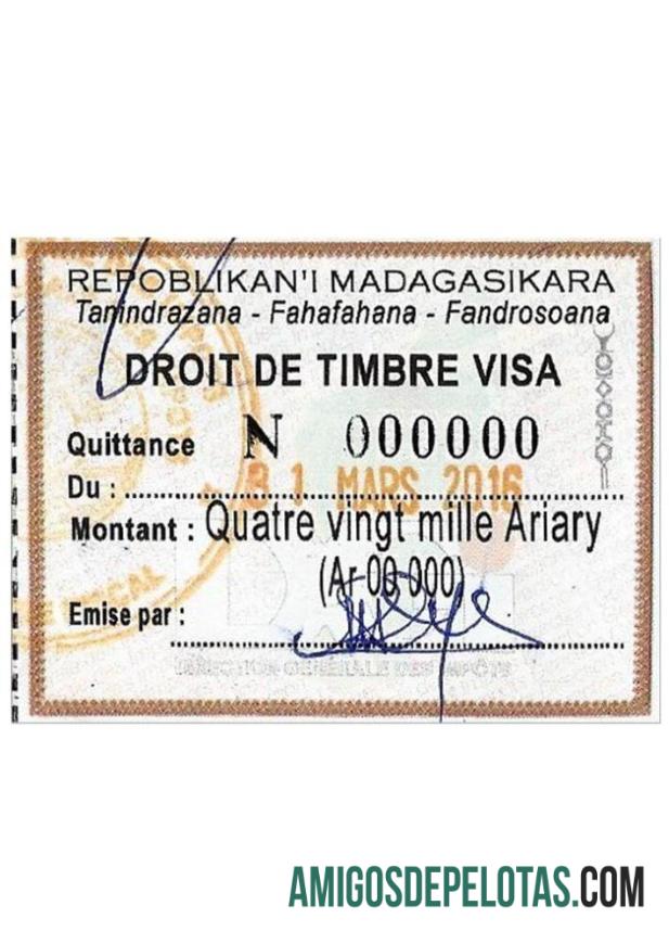 Carimbo de Visto MADAGÁSCAR modelo